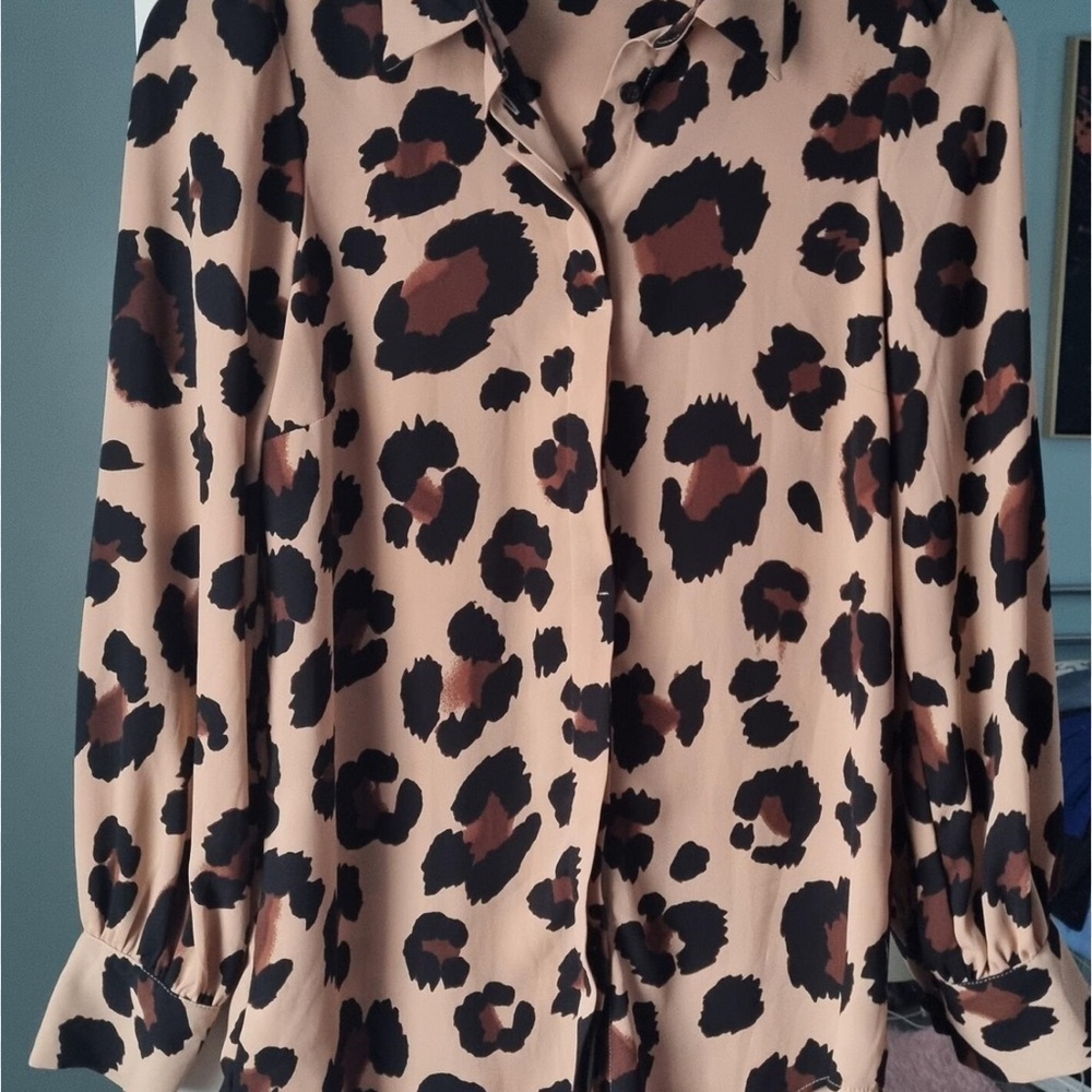 New Look Animal Print Blouse in Black and Brown